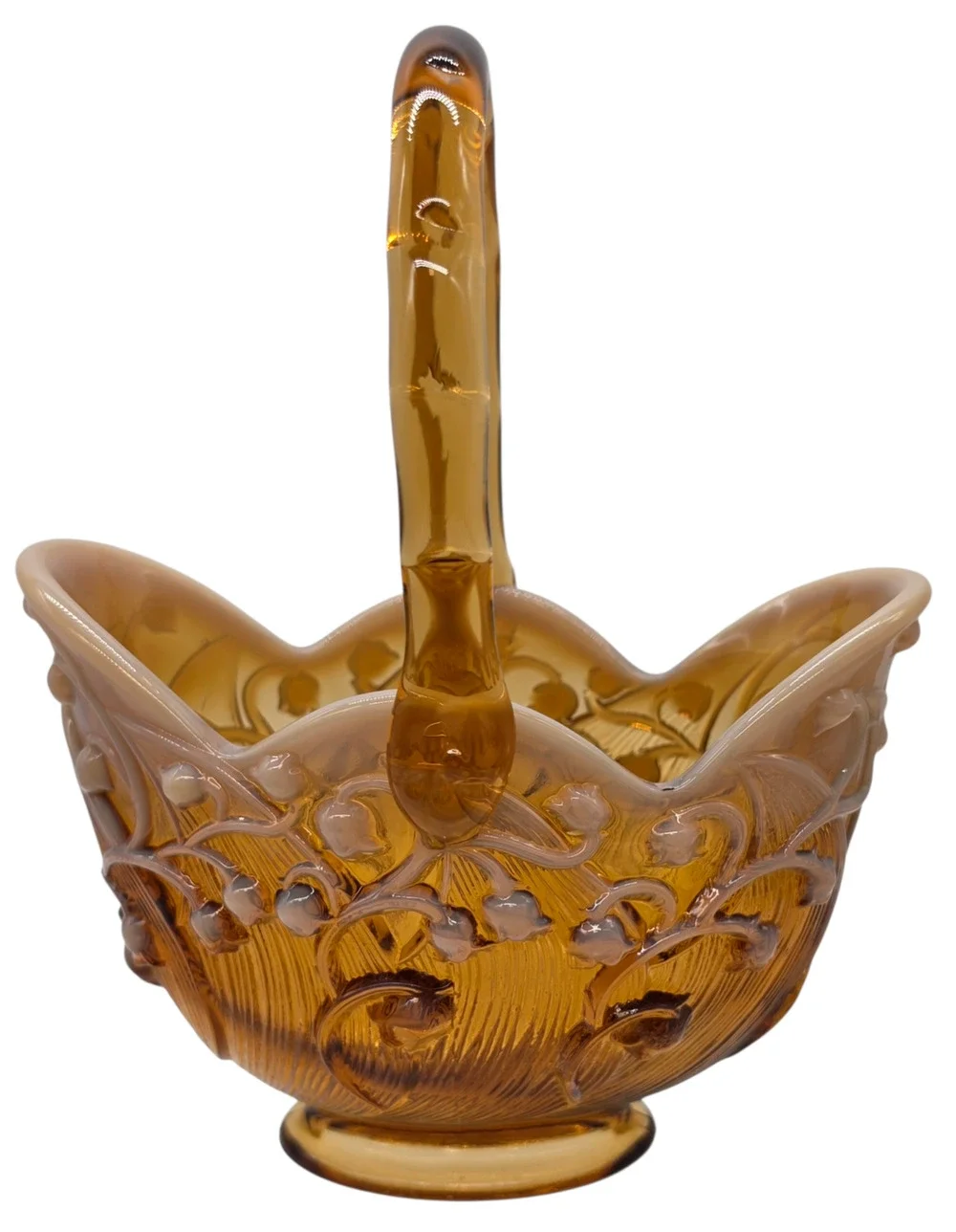 FENTON CAMEO OPAL LILY OF THE VALLEY BASKET